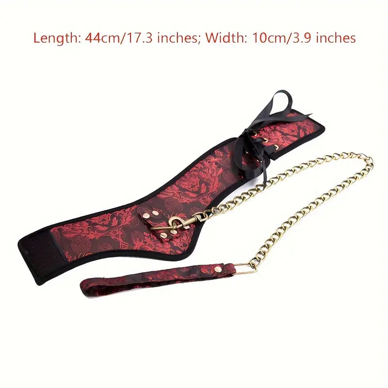 Collier rouge avec Laisse doré