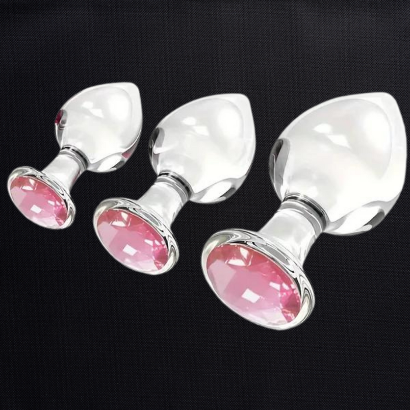 Plug en verre diamant rose